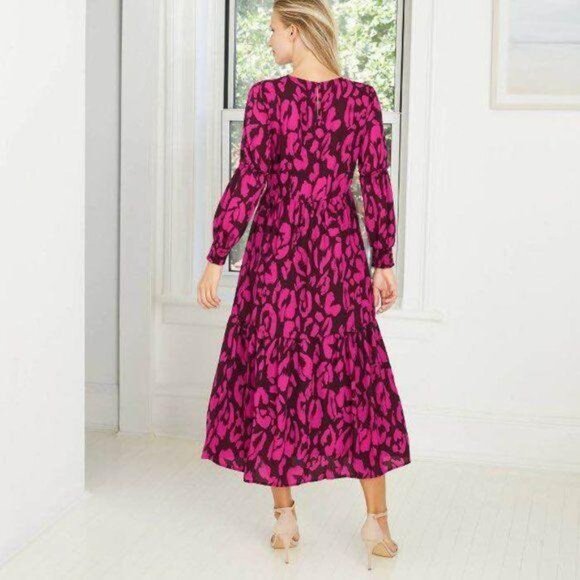 Who What Wear  Leopard Print Long Balloon Sleeve Dress XS - Picture 4 of 7